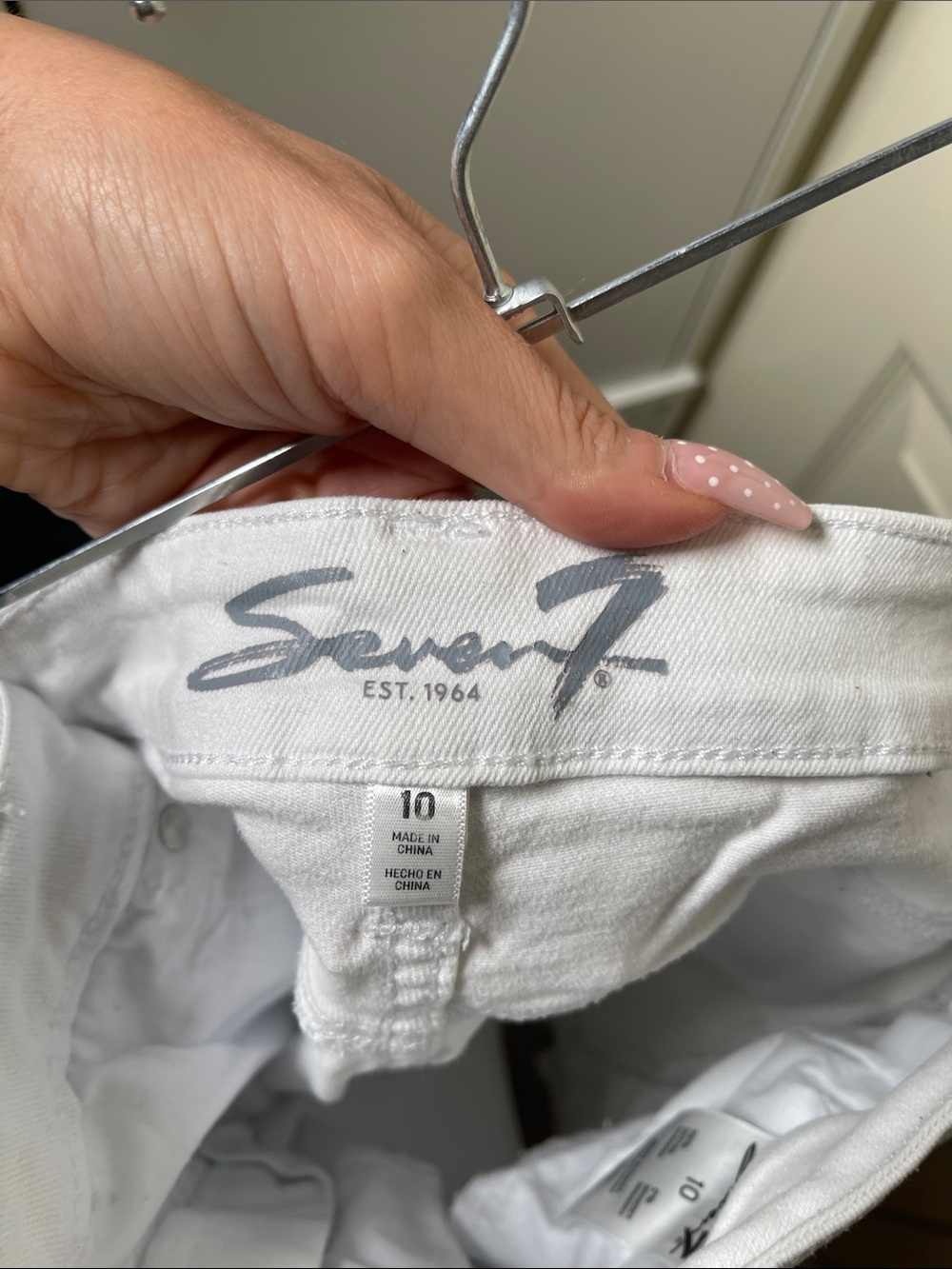 Seven7 White Denim Frayed Hem Shorts - Picture 4 of 6